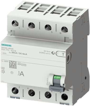 Siemens RCCB, 40A, 2 Pole, 30mA, Type F, 230V [5SV3324-3KK60]; 269-9756