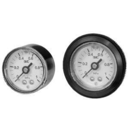 SMC R 1/4 Analogue Pressure Gauge 10bar Back Entry 42.5mm Outside Diameter [G46E-10-02M-C]; 270-2870