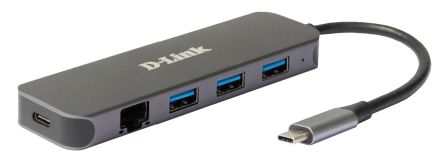 D-Link 4 Port USB 1.1, USB 2.0, USB 3.0 USB C USB C Hub, USB Bus Powered, 118 x 35 x 13.5mm [DUB-2334]; 270-3467