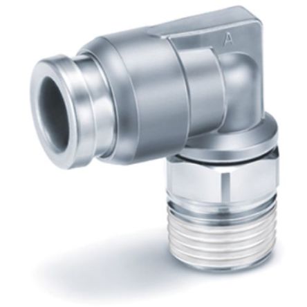 SMC KQB2 Series Male Stud Elbow, R 1/8 to 4 mm, Threaded-to-Tube Connection Style, KQB2L04-01S [KQB2L04-01S]; 270-4135