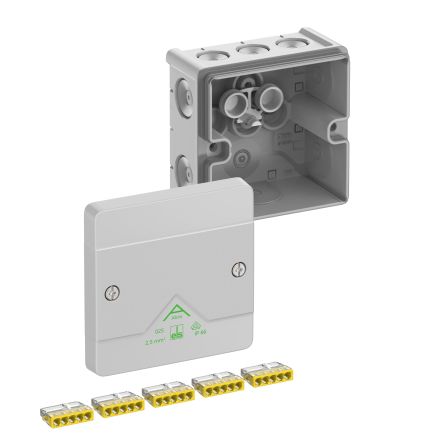 Spelsberg Abox m 025 Series Grey Polystyrene Junction Box, IP54, IP65, 5 Terminals, 82 x 82 x 52mm [80242001]; 270-4462