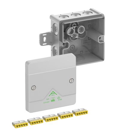 Spelsberg Abox m 025 AB Series Grey Polystyrene Junction Box, IP54, IP65, 5 Terminals, 82 x 82 x 52mm [80242101]; 270-4464