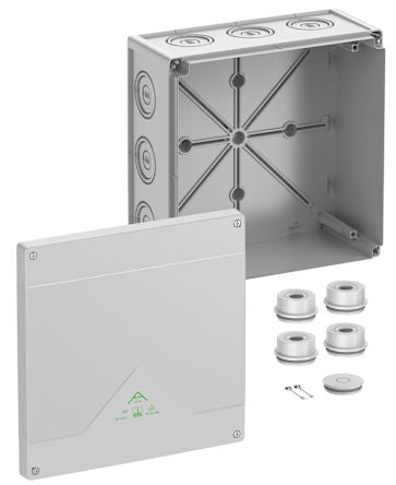 Spelsberg Abox 350 Series Grey Polystyrene Junction Box, IP54, IP65, 0 Terminals, 250 x 250 x 115mm [83540001]; 270-4472