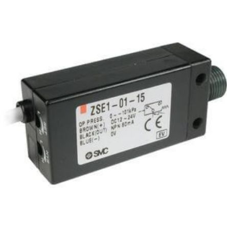SMC Pressure Switch, M5, M5 X 0.8 T1, NPTF1/8, R(PT)1/8 -101kPa to 2 bar [ZSE1-00-55L]; 270-5168