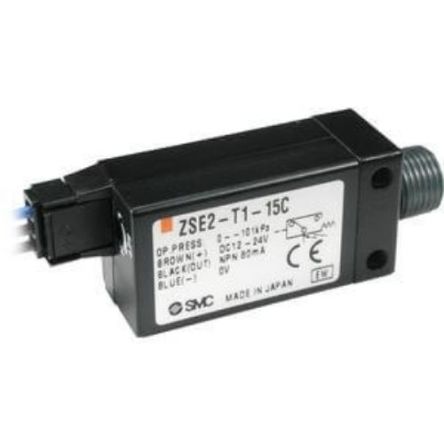 SMC Pressure Switch, M5, M5 T1, NPTF1/8, R(PT) 1/8 -101kPa to 2 bar [ZSE2-0R-55CN]; 270-5169
