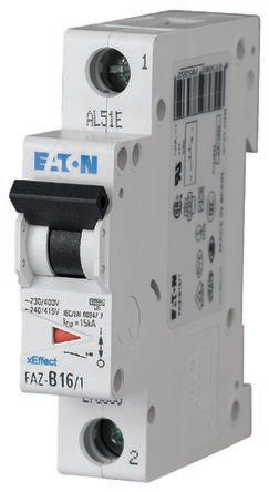 Eaton xEffect MCB, 1P, 1.6A Curve C, 240 → 415V AC, 60V DC, 15 kA Breaking Capacity [278548 FAZ-C1,6/1]; 270-5263