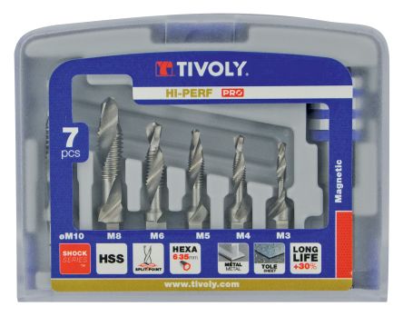 Tivoly 7-Piece for Stainless Steel, 10mm Max, 3mm Min, HSS Bits [10502970001]; 270-5449