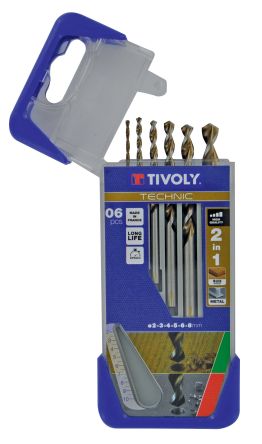 Tivoly 6-Piece Wood Drill Bit Set for Wood, 8mm Max, 2mm Min, HSS Bits [10804470002]; 270-5468