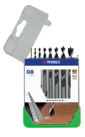 Tivoly 8-Piece Wood Drill Bit Set for Wood, 10mm Max, 2mm Min [10863870014]; 270-5471