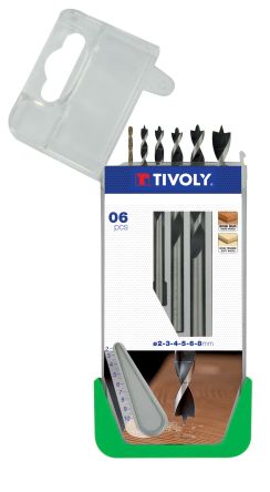 Tivoly 6-Piece Wood Drill Bit Set for Wood, 8mm Max, 2mm Min [10863870016]; 270-5472