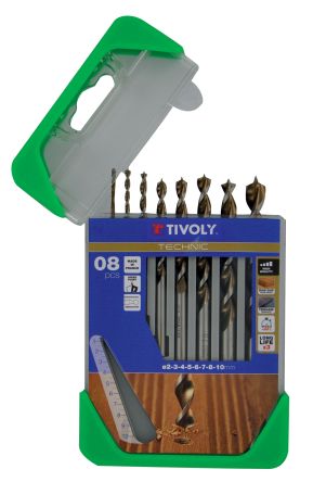 Tivoly 8-Piece Wood Drill Bit Set for Wood, 10mm Max, 2mm Min, HSS Bits [10864070001]; 270-5476