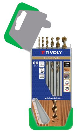 Tivoly 6-Piece Wood Drill Bit Set for Wood, 8mm Max, 2mm Min, HSS Bits [10864070002]; 270-5477