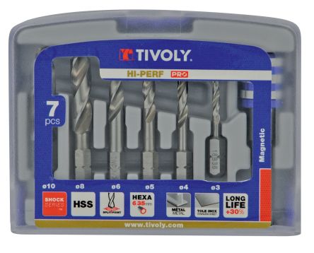Tivoly 7-Piece for Metal, 10mm Max, 3mm Min, HSS Bits [11437070002]; 270-5532