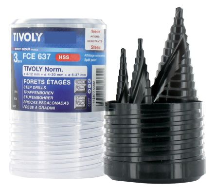Tivoly 3-Piece for Steel, 37mm Max, 4mm Min, HSS Bits [11438770002]; 270-5545