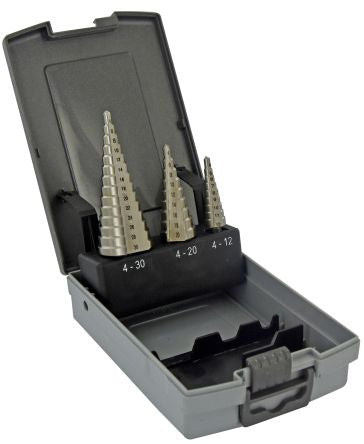 Tivoly 3-Piece Cone Cutter Set for Steel, 30mm Max, 4mm Min, HSS Bits [11448670001]; 270-5550