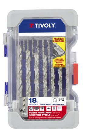 Tivoly 18-Piece for Steel, 10mm Max, 2mm Min, HSS Bits [11452070001]; 270-5556