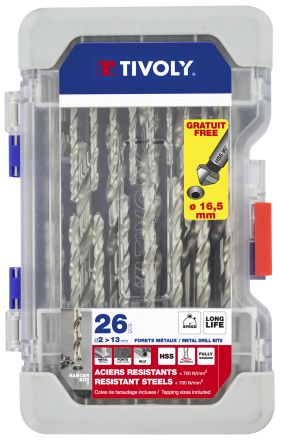 Tivoly 26-Piece for Steel, 13mm Max, 2mm Min, HSS Bits [11452070002]; 270-5557