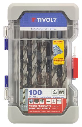 Tivoly 100-Piece for Steel, 13mm Max, 1mm Min, HSS Bits [11452070003]; 270-5558