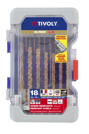 Tivoly 18-Piece for Steel, 10mm Max, 2mm Min, HSS Bits [11454170001]; 270-5564