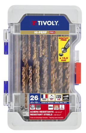Tivoly 26-Piece for Steel, 13mm Max, 2mm Min, HSS Bits [11454170002]; 270-5565