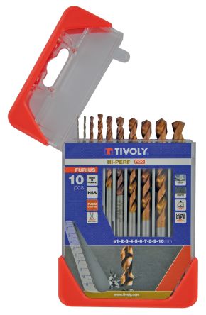 Tivoly 10-Piece for Steel, 10mm Max, 1mm Min, HSS Bits [11454170004]; 270-5566
