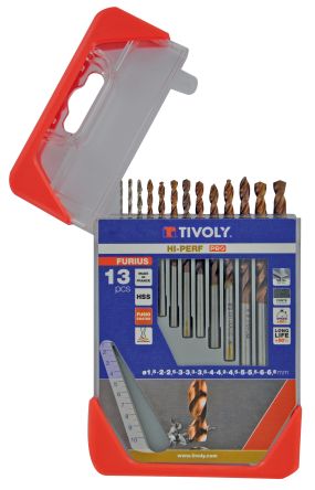 Tivoly 13-Piece for Steel, 6.5mm Max, 1.5mm Min, HSS Bits [11454170006]; 270-5568
