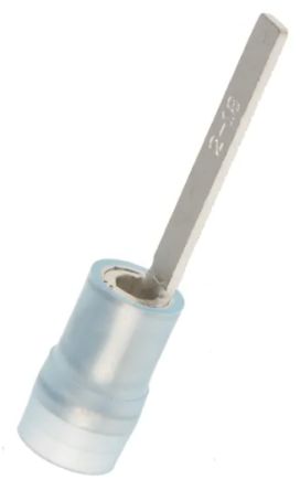 RS PRO Insulated Crimp Blade Terminal 18mm Blade Length, 1.5mm² to 2.5mm², 16AWG to 14AWG, Blue [0]; 270-7463