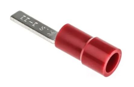 RS PRO Insulated Crimp Blade Terminal 11mm Blade Length, 0.5mm² to 1.5mm², 22AWG to 16AWG, Red [0]; 270-7465