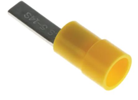 RS PRO Insulated Crimp Blade Terminal 14mm Blade Length, 4mm² to 6mm², 12AWG to 10AWG, Yellow [0]; 270-7468