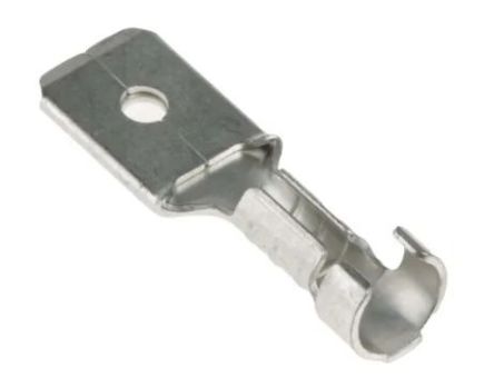 RS PRO Uninsulated Male Spade Connector, Open barrel, 6.35 x 0.8mm Tab Size, 1.5mm² to 2.5mm² [0]; 270-7471