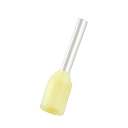 RS PRO Insulated Bootlace Ferrule, 6mm Pin Length, 0.8mm Pin Diameter, 0.25mm² Wire Size, Yellow [0]; 270-7486