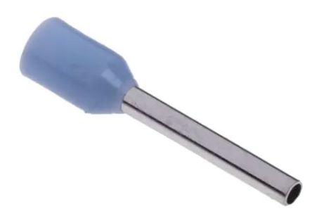 RS PRO Insulated Bootlace Ferrule, 8mm Pin Length, 0.8mm Pin Diameter, 0.25mm² Wire Size, Light Blue [0]; 270-7487