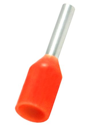 RS PRO Insulated Bootlace Ferrule, 6mm Pin Length, 1.0mm Pin Diameter, 0.5mm² Wire Size, Orange [0]; 270-7492