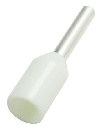 RS PRO Insulated Bootlace Ferrule, 6mm Pin Length, 1.0mm Pin Diameter, 0.5mm² Wire Size, White [0]; 270-7493