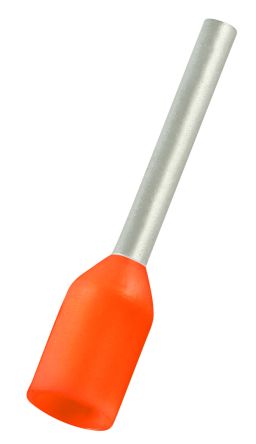 RS PRO Insulated Bootlace Ferrule, 10mm Pin Length, 1.0mm Pin Diameter, 0.5mm² Wire Size, Orange [0]; 270-7494