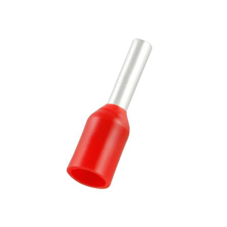 RS PRO Insulated Bootlace Ferrule, 6mm Pin Length, 1.4mm Pin Diameter, 1mm² Wire Size, Red [0]; 270-7498