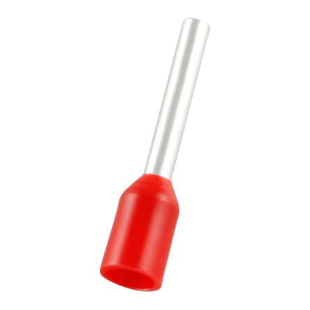 RS PRO Insulated Bootlace Ferrule, 10mm Pin Length, 1.4mm Pin Diameter, 1mm² Wire Size, Red [0]; 270-7500
