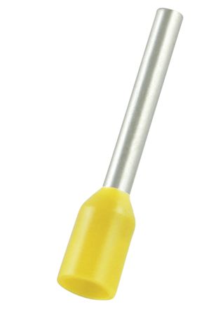 RS PRO Insulated Bootlace Ferrule, 12mm Pin Length, 1.4mm Pin Diameter, 1mm² Wire Size, Yellow [0]; 270-7503