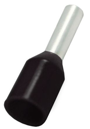 RS PRO Insulated Bootlace Ferrule, 6mm Pin Length, 1.7mm Pin Diameter, 1.5mm² Wire Size, Black [0]; 270-7506