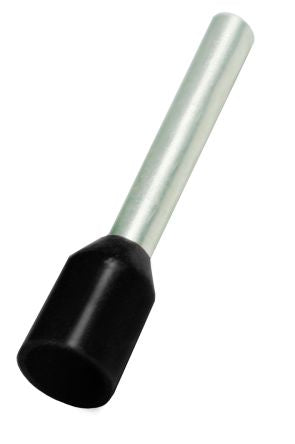 RS PRO Insulated Bootlace Ferrule, 12mm Pin Length, 1.7mm Pin Diameter, 1.5mm² Wire Size, Black [0]; 270-7510