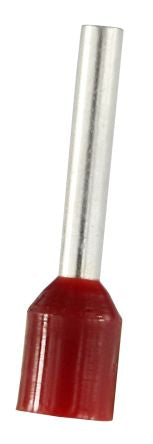 RS PRO Insulated Bootlace Ferrule, 12mm Pin Length, 1.7mm Pin Diameter, 1.5mm² Wire Size, Red [0]; 270-7511