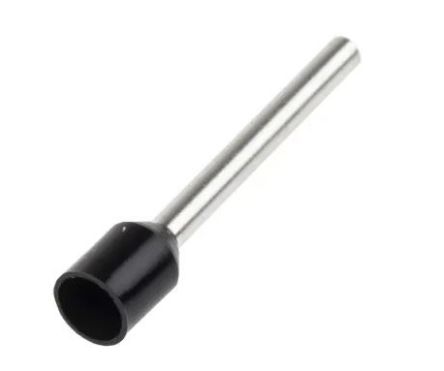 RS PRO Insulated Bootlace Ferrule, 18mm Pin Length, 1.7mm Pin Diameter, 1.5mm² Wire Size, Black [0]; 270-7512