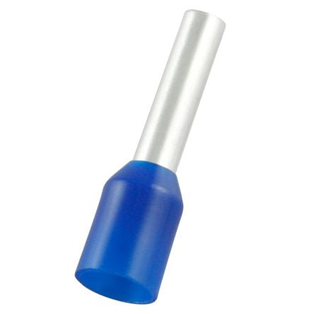 RS PRO Insulated Bootlace Ferrule, 10mm Pin Length, 2.2mm Pin Diameter, 2.5mm² Wire Size, Blue [0]; 270-7518