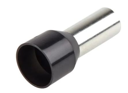 RS PRO Insulated Bootlace Ferrule, 16mm Pin Length, 7.5mm Pin Diameter, 25mm² Wire Size, Black [0]; 270-7521