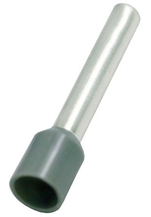 RS PRO Insulated Bootlace Ferrule, 18mm Pin Length, 2.2mm Pin Diameter, 2.5mm² Wire Size, Grey [0]; 270-7523