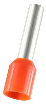 RS PRO Insulated Bootlace Ferrule, 9mm Pin Length, 2.8mm Pin Diameter, 4mm² Wire Size, Orange [0]; 270-7526
