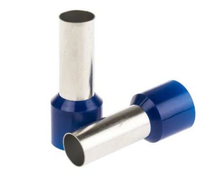 RS PRO Insulated Bootlace Ferrule, 25mm Pin Length, 10.3mm Pin Diameter, 50mm² Wire Size, Blue [0]; 270-7532