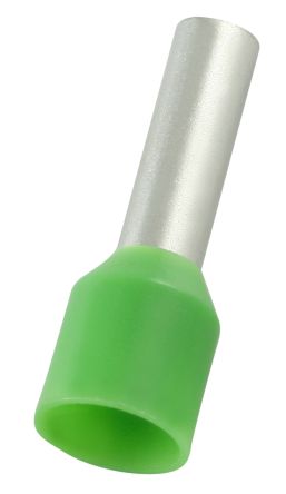 RS PRO Insulated Bootlace Ferrule, 10mm Pin Length, 3.5mm Pin Diameter, 6mm² Wire Size, Green [0]; 270-7533