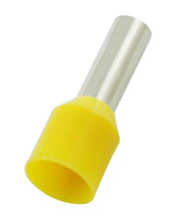 RS PRO Insulated Bootlace Ferrule, 12mm Pin Length, 3.5mm Pin Diameter, 6mm² Wire Size, Yellow [0]; 270-7534