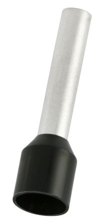 RS PRO Insulated Bootlace Ferrule, 18mm Pin Length, 3.5mm Pin Diameter, 6mm² Wire Size, Black [0]; 270-7535